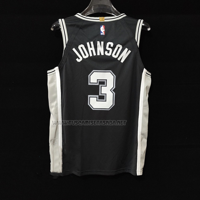 Camiseta Keldon Johnson NO 3 San Antonio Spurs Icon Autentico Negro